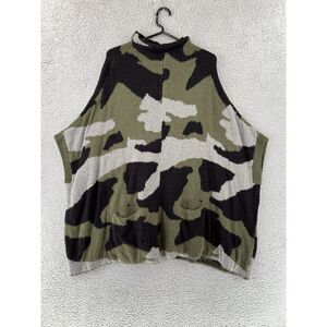 Anthro Moth Pullover‎ Camo Sweater Oversized M Batwing Sleeve Pockets Mock Neck